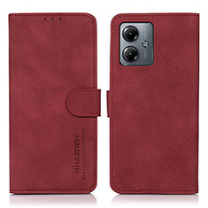 Coque Portefeuille Livre Cuir Etui Clapet D01Y pour Motorola Moto G14 Rouge
