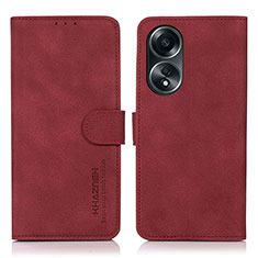 Coque Portefeuille Livre Cuir Etui Clapet D01Y pour Oppo A58 5G Rouge