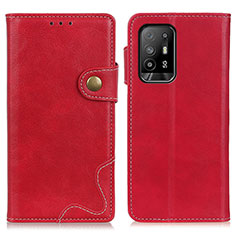 Coque Portefeuille Livre Cuir Etui Clapet D01Y pour Oppo A95 5G Rouge