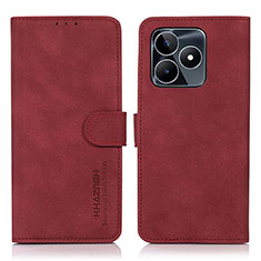 Coque Portefeuille Livre Cuir Etui Clapet D01Y pour Realme C51 Rouge