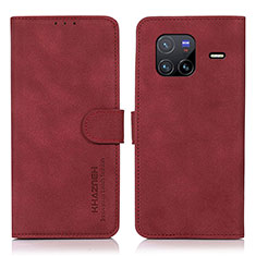 Coque Portefeuille Livre Cuir Etui Clapet D01Y pour Vivo X80 5G Rouge