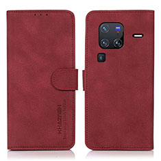 Coque Portefeuille Livre Cuir Etui Clapet D01Y pour Vivo X80 Pro 5G Rouge