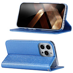 Coque Portefeuille Livre Cuir Etui Clapet D02T pour Apple iPhone 13 Pro Max Bleu