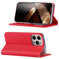 Coque Portefeuille Livre Cuir Etui Clapet D02T pour Apple iPhone 14 Pro Rouge