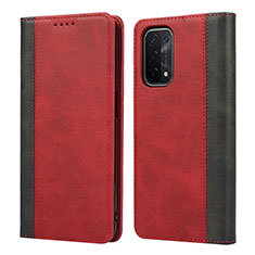 Coque Portefeuille Livre Cuir Etui Clapet D02T pour Oppo A54 5G Rouge