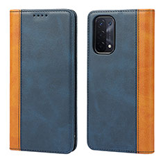 Coque Portefeuille Livre Cuir Etui Clapet D02T pour Oppo A74 5G Bleu