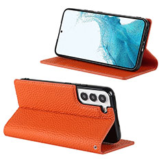 Coque Portefeuille Livre Cuir Etui Clapet D02T pour Samsung Galaxy S21 5G Orange