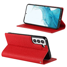 Coque Portefeuille Livre Cuir Etui Clapet D02T pour Samsung Galaxy S21 5G Rouge