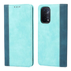 Coque Portefeuille Livre Cuir Etui Clapet D03T pour Oppo A54 5G Cyan