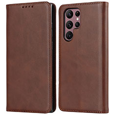 Coque Portefeuille Livre Cuir Etui Clapet D03T pour Samsung Galaxy S22 Ultra 5G Marron