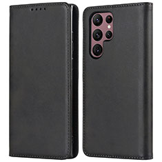 Coque Portefeuille Livre Cuir Etui Clapet D03T pour Samsung Galaxy S22 Ultra 5G Noir