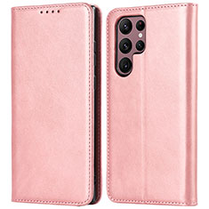 Coque Portefeuille Livre Cuir Etui Clapet D03T pour Samsung Galaxy S22 Ultra 5G Rose