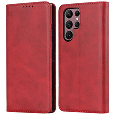 Coque Portefeuille Livre Cuir Etui Clapet D03T pour Samsung Galaxy S22 Ultra 5G Rouge