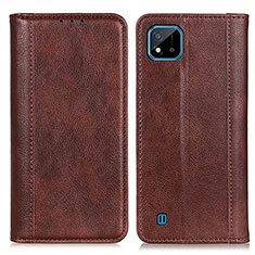 Coque Portefeuille Livre Cuir Etui Clapet D03Y pour Realme C20 Marron