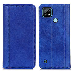 Coque Portefeuille Livre Cuir Etui Clapet D03Y pour Realme C21 Bleu