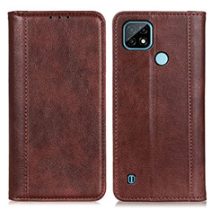 Coque Portefeuille Livre Cuir Etui Clapet D03Y pour Realme C21 Marron