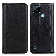 Coque Portefeuille Livre Cuir Etui Clapet D03Y pour Realme C21 Noir