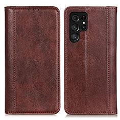 Coque Portefeuille Livre Cuir Etui Clapet D03Y pour Samsung Galaxy S24 Ultra 5G Marron