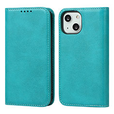 Coque Portefeuille Livre Cuir Etui Clapet D04T pour Apple iPhone 15 Cyan