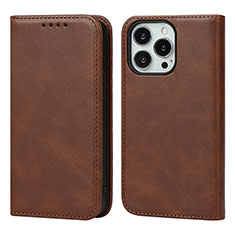 Coque Portefeuille Livre Cuir Etui Clapet D04T pour Apple iPhone 15 Pro Marron