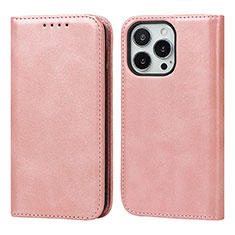 Coque Portefeuille Livre Cuir Etui Clapet D04T pour Apple iPhone 15 Pro Max Rose