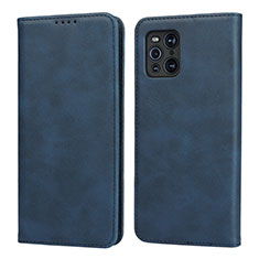 Coque Portefeuille Livre Cuir Etui Clapet D04T pour Oppo Find X3 5G Bleu