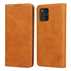 Coque Portefeuille Livre Cuir Etui Clapet D04T pour Oppo Find X3 5G Brun Clair