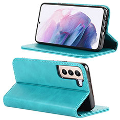 Coque Portefeuille Livre Cuir Etui Clapet D04T pour Samsung Galaxy S22 Plus 5G Bleu Ciel