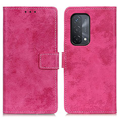 Coque Portefeuille Livre Cuir Etui Clapet D05Y pour Oppo A54 5G Rose Rouge