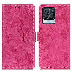 Coque Portefeuille Livre Cuir Etui Clapet D05Y pour Realme 8 4G Rose Rouge