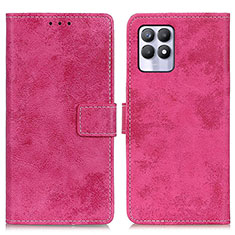 Coque Portefeuille Livre Cuir Etui Clapet D05Y pour Realme 8i Rose Rouge