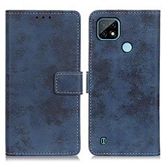 Coque Portefeuille Livre Cuir Etui Clapet D05Y pour Realme C21 Bleu