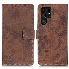 Coque Portefeuille Livre Cuir Etui Clapet D05Y pour Samsung Galaxy S22 Ultra 5G Marron