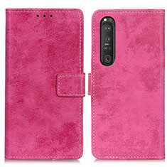 Coque Portefeuille Livre Cuir Etui Clapet D05Y pour Sony Xperia 1 III Rose Rouge