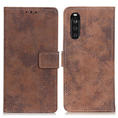 Coque Portefeuille Livre Cuir Etui Clapet D05Y pour Sony Xperia 10 III SO-52B Marron