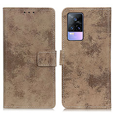 Coque Portefeuille Livre Cuir Etui Clapet D05Y pour Vivo V21e 5G Kaki