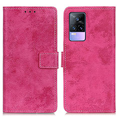 Coque Portefeuille Livre Cuir Etui Clapet D05Y pour Vivo V21e 5G Rose Rouge