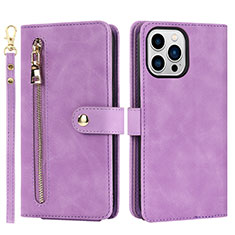 Coque Portefeuille Livre Cuir Etui Clapet D06T pour Apple iPhone 14 Pro Violet Clair