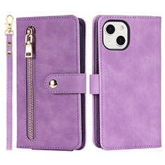 Coque Portefeuille Livre Cuir Etui Clapet D06T pour Apple iPhone 14 Violet Clair