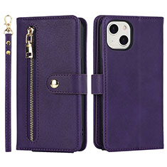 Coque Portefeuille Livre Cuir Etui Clapet D06T pour Apple iPhone 15 Plus Violet