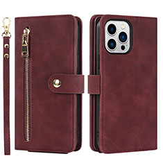 Coque Portefeuille Livre Cuir Etui Clapet D06T pour Apple iPhone 15 Pro Rouge