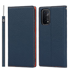 Coque Portefeuille Livre Cuir Etui Clapet D06T pour Oppo A74 5G Bleu