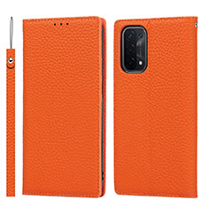 Coque Portefeuille Livre Cuir Etui Clapet D06T pour Oppo A74 5G Orange