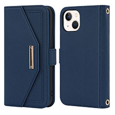 Coque Portefeuille Livre Cuir Etui Clapet D07T pour Apple iPhone 13 Bleu