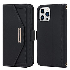 Coque Portefeuille Livre Cuir Etui Clapet D07T pour Apple iPhone 13 Pro Max Noir