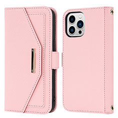 Coque Portefeuille Livre Cuir Etui Clapet D07T pour Apple iPhone 13 Pro Max Or Rose