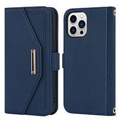 Coque Portefeuille Livre Cuir Etui Clapet D07T pour Apple iPhone 14 Pro Bleu