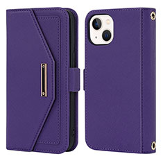 Coque Portefeuille Livre Cuir Etui Clapet D07T pour Apple iPhone 14 Violet