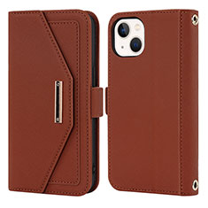 Coque Portefeuille Livre Cuir Etui Clapet D07T pour Apple iPhone 15 Plus Marron