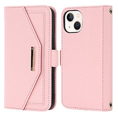 Coque Portefeuille Livre Cuir Etui Clapet D07T pour Apple iPhone 15 Plus Or Rose